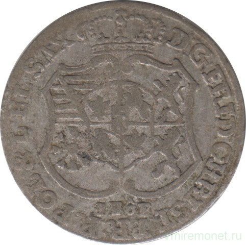 Монета. Саксония,  Лейпциг (Германия). 1/24 талера 1763 год. Фридрих Кристиан II. JFoF.