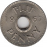 Монета. Фиджи. 1 пенни 1967 год. ав.