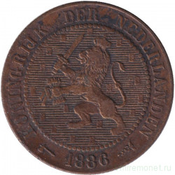 Монета. Нидерланды. 2,5 цента 1886 год.
