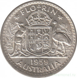 Монета. Австралия. 1 флорин (2 шиллинга) 1959 год.