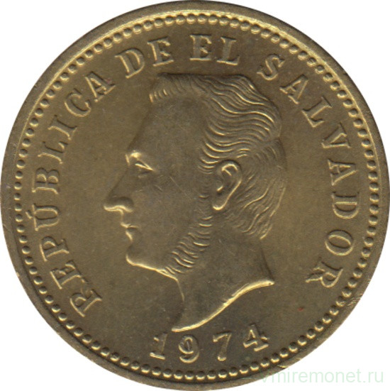 Монета. Сальвадор. 3 сентаво 1974 год.