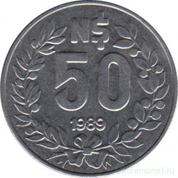 Монета. Уругвай. 50 песо 1989 год.