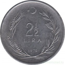 Монета. Турция. 2,5 лиры 1976 год.