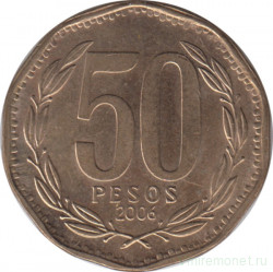 Монета. Чили. 50 песо 2006 год.