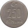  Монета. Турция. 250 000 лир 2002 год. ав.