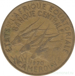 Монета. Экваториальная Африка (КФА). Камерун. 25 франков 1970 год.