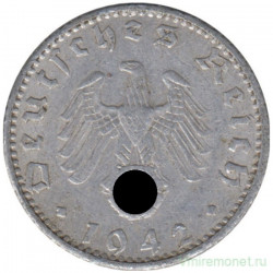 Монета. Германия. Третий рейх. 50 рейхспфеннигов 1942 год. Монетный двор - Мюльденхаузен (E). Монета. Германия. Третий рейх. 50 рейхспфеннигов 1942 год. Монетный двор - Мюльденхаузен (E).