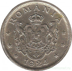 Монета. Румыния. 2 лея 1924 год. Монетный двор - Брюссель.
