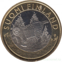 Монета. Финляндия. 5 евро 2015 год. Исторические регионы Финляндии. Животные, рысь. Тавастия.