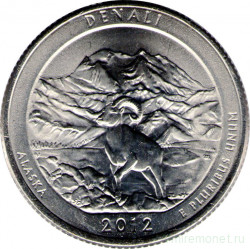 Монета. США. 25 центов 2012 год. Национальный парк № 15 Денали (Аляска). Монетный двор D.