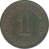 Монета. Германия (Германская империя 1871-1922). 1 пфенниг 1893 год. (А). ав.