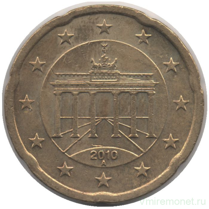 Монета. Германия. 20 центов 2010 год. (A).