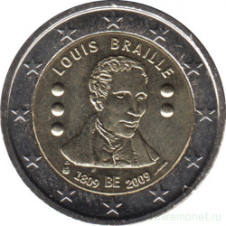 Монета. Бельгия. 2 евро 2009 год. 200 лет со дня рождения Луи Брайля.