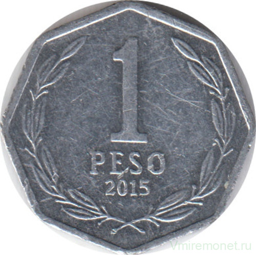 Монета. Чили. 1 песо 2015 год.