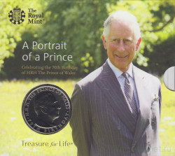 Монета. Великобритания. 5 фунтов 2018 год. 70 лет со дня рождения принца Чарльза. В буклете.