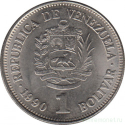 Монета. Венесуэла. 1 боливар 1990 год.