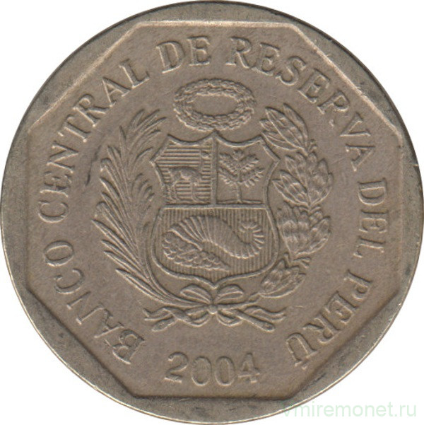 Монета. Перу. 50 сентимо 2004 год.