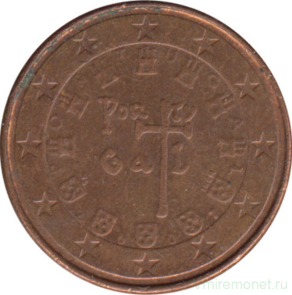 Монета. Португалия. 1 цент 2007 год.