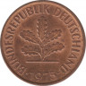  Монета. ФРГ. 2 пфеннига 1975 год. Монетный двор - Гамбург (J). ав.