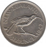 Монета. Новая Зеландия. 6 пенсов 1947 год. ав.