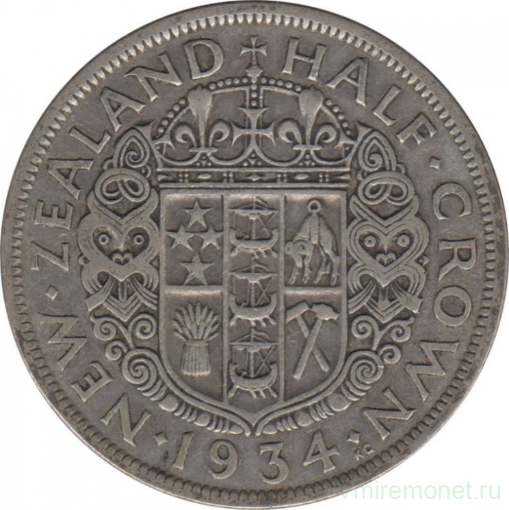 Монета. Новая Зеландия. 1/2 кроны 1934 год.