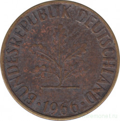 Монета. ФРГ. 10 пфеннигов 1966 год. Монетный двор - Карлсруэ (G).