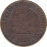  Монета. ФРГ. 10 пфеннигов 1966 год. Монетный двор - Карлсруэ (G). ав.
