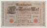 Банкнота. Германия. Германская империя (1871-1918). 1000 марок 1910 год. Номер серии (семь цифр и одна буква) - красный цвет. ав.