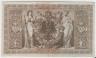 Банкнота. Германия. Германская империя (1871-1918). 1000 марок 1910 год. Номер серии (семь цифр и одна буква) - красный цвет. рев.