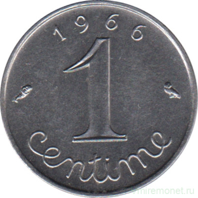 Монета. Франция. 1 сантим 1966 год.