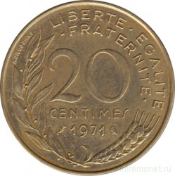 Монета. Франция. 20 сантимов 1971 год.
