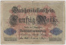 Банкнота. Кредитный билет. Германия. Германская империя (1871-1918). 50 марок 1914 год. (номер 7 цифр). ав.
