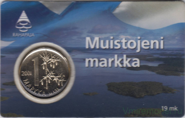 Монета. Финляндия. 1 марка 2001 год.