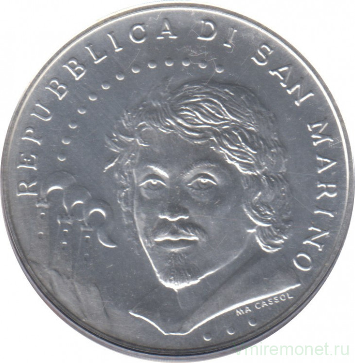 Монета. Сан-Марино. 5 евро 2010 год. 500 лет со дня смерти Караваджо.