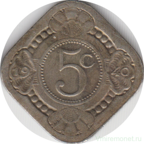 Монета. Нидерланды. 5 центов 1940 год.