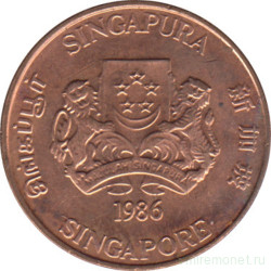 Монета. Сингапур. 1 цент 1986 год.