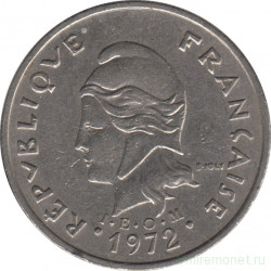 Монета. Французская Полинезия. 20 франков 1972 год.