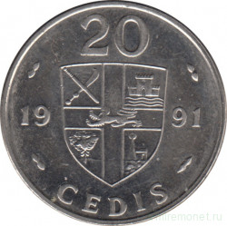 Монета. Гана. 20 седи 1991 год.