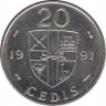 Монета. Гана. 20 седи 1991 год. ав.