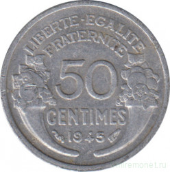 Монета. Франция. 50 сантимов 1945 год.