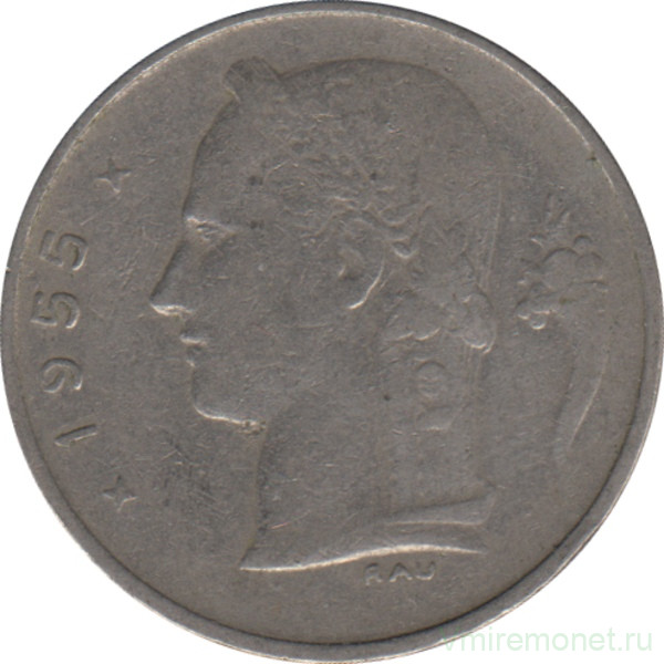 Монета. Бельгия. 1 франк 1955 год. BELGIE.
