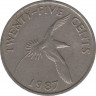Монета. Бермудские острова. 25 центов 1987 год. ав.