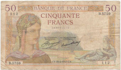 Банкнота. Франция. 50 франков 1937 год. 25.02.1937. Тип 81(4).