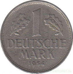 Монета. ФРГ. 1 марка 1954 год. Монетный двор - Карлсруэ (G).