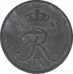 Монета. Дания. 1 эре 1963 год.