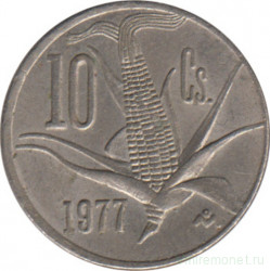 Монета. Мексика. 10 сентаво 1977 год.