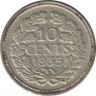 Монета. Нидерланды. 10 центов 1935 год. ав.