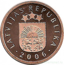 Монета. Латвия. 2 сантима 2006 год.