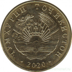 Монета. Таджикистан. 50 дирамов 2020 год.
