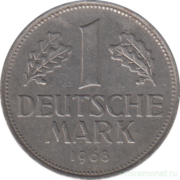 Монета. ФРГ. 1 марка 1968 год. Монетный двор - Штутгарт (F).